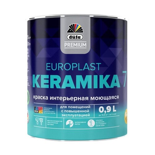 Краска акриловая Dufa Premium Europlast Keramika 7 матовая бесцветный 0.9 л 1.5 кг краска акриловая dufa premium europlast keramika 7 для детской моющаяся матовая бесцветный 2 5 л