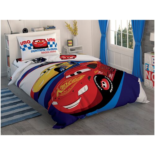 фото Постельное белье детское люкс-ранфорс cars race 1,5-спальное, tac (простыня на резинке)