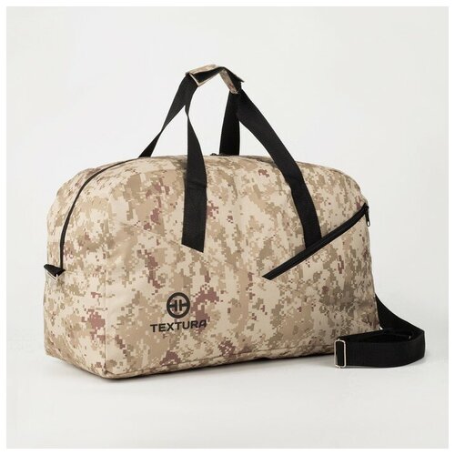 фото Textura сумка дорожная на молнии, наружный карман, длинный ремень, цвет бежевый/камуфляж