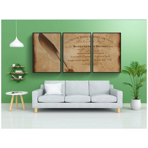 фото Набор модулных постеров для интерьера "ручка винтаж, старинный фон, старый фонд" 60x90 см. в тубусе, без рамки lotsprints