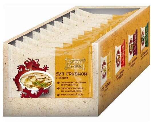 Суп грибной с яйцом Asian Fusion 12 гр, шоубокс 10 шт.