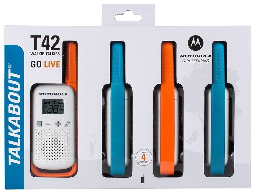 Комплект раций Motorola Talkabout T42 Quad белый/голубой/оранжевый