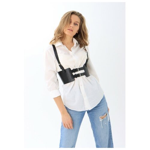 фото Ремень жен по типу портупея"широкая", 78*0,5*12 см, иск кожа, черный 9562384 . promarket