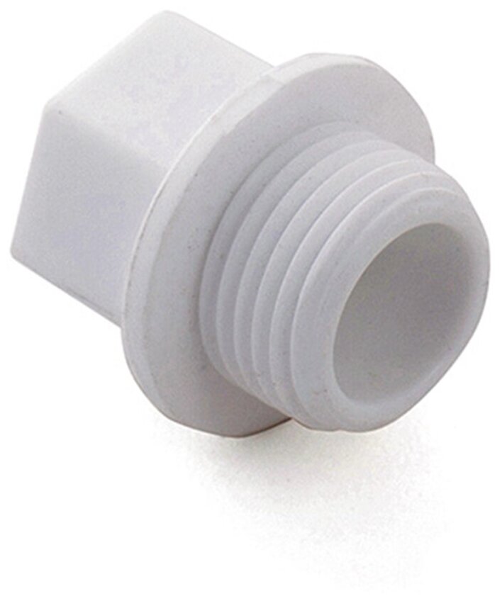 Полипропиленовая заглушка комбинированная Valfex с наружной резьбой 3/4", 25 мм, белая