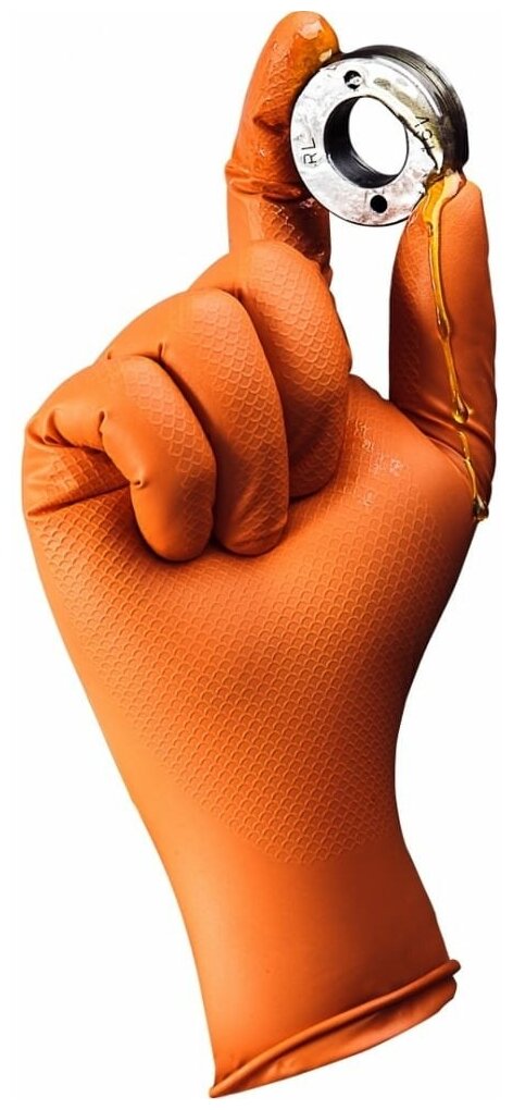 Jeta Safety Перчатки JSN 50 NATRIX нескользящие одноразовые оранжевые нитриловые, р. L, 0,15мм, 25 пар 050NATRIX-OR-09-L