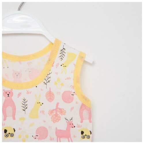 фото Юниор текстиль боди-майка, цвет молочный/розовый, рост 62 см