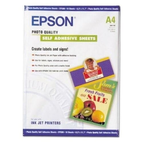 Epson C13S041106 Самоклеющаяся бумага Photo Quality Self Adhesive Sheet, A4, матовая, 167 г/м2, 10 листов