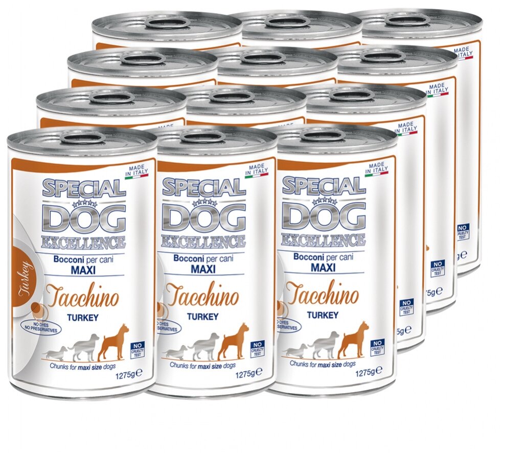 Корм для собак SPECIAL DOG EXCELLENCE Chunkies для крупных пород, индейка банка 1275г (упаковка - 12 шт)