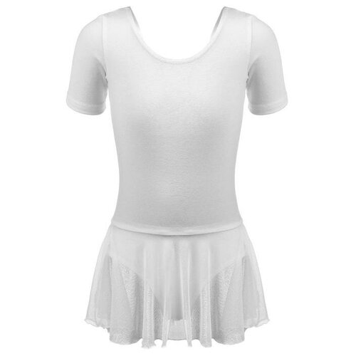 фото Grace dance купальник для хореографии х/б, короткий рукав, юбка-сетка, размер 36, цвет белый