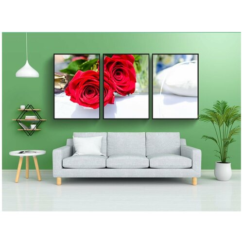 фото Набор модулных постеров для интерьера "сватба, руже, červenými" 60x90 см. в тубусе, без рамки lotsprints