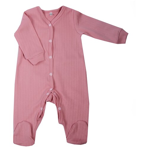 Комбинезон Babyedel детский, интерлок, хлопок 100%, на кнопках, закрытая стопа, размер 74, розовый