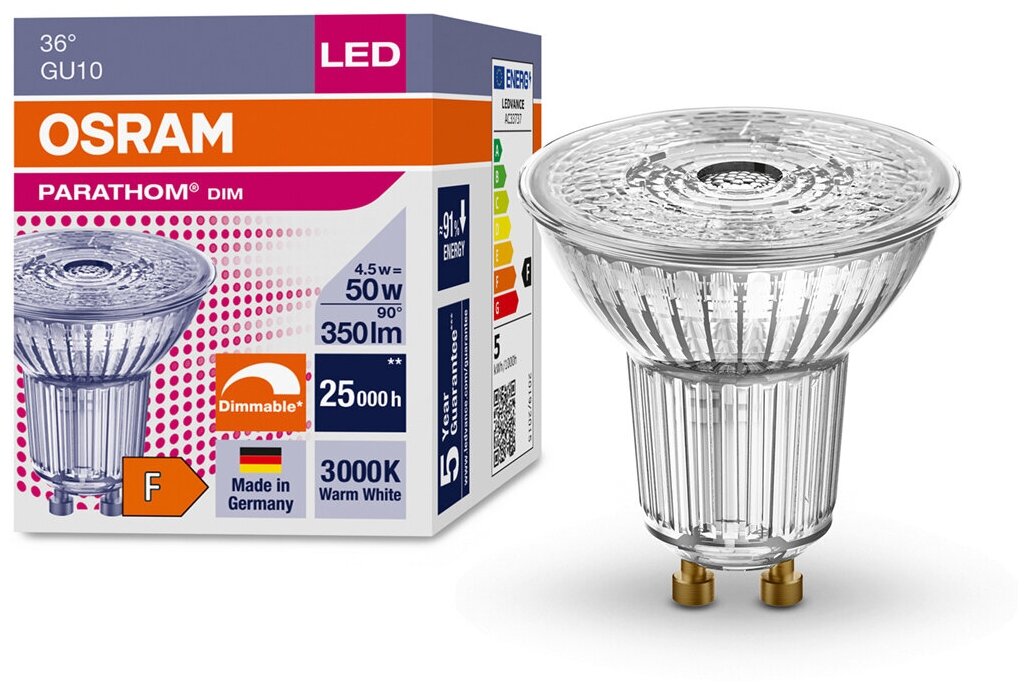 Osram / Ledvance PARATHOM DIM PAR16 50 36 4.5 W/3000 K GU10