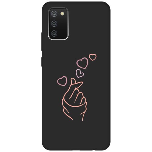 Матовый Soft Touch силиконовый чехол на Samsung Galaxy A02s, Самсунг А02с с 3D принтом K-Heart черный матовый soft touch силиконовый чехол на samsung galaxy a02s самсунг а02с с 3d принтом go sleep w черный