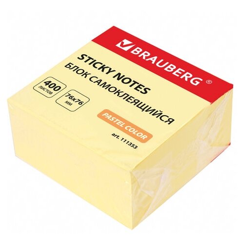 Купить BRAUBERG Блок самоклеящийся 76х76 мм, 400 листов, 6 упаковок (111353) желтый, Бумага для заметок