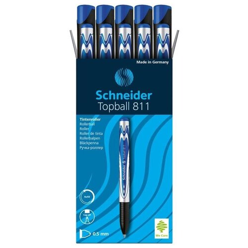 фото Schneider набор ручек-роллеров topball 811, 0.7 мм (8113), синий цвет чернил, 10 шт.