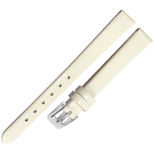фото Ремешок 2030-102-82 белый кожаный ремень для женских наручных часов из натуральной кожи 10 х8 мм м лаковый гладкий мила