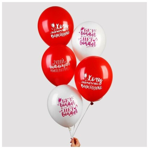 фото Шар воздушный 12" "винишко", набор 5 шт., микс страна карнавалия