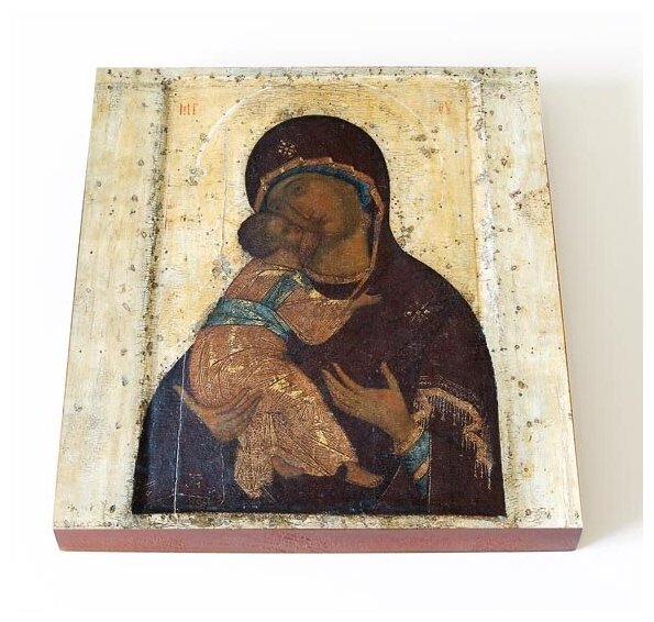 Владимирская икона Божией Матери, Андрей Рублев XIV-XV вв, печать на доске 14,5*16,5 см