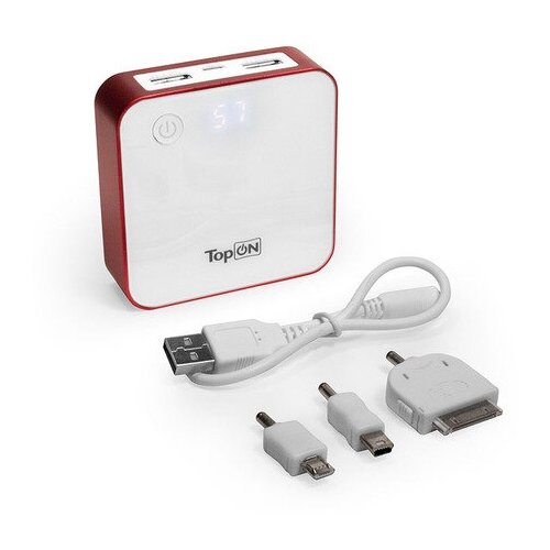 фото Универсальный внешний компактный аккумулятор для смартфонов, планшетов, цифровой техники, iphone на 7800mah (29wh) usb 1.0a + usb 0.5a красный topon