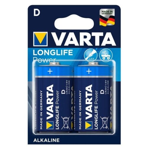 Батарейка Varta LONGLIFE POWER LR20 D BL2 Alkaline 1.5V 04920-2 батарейка varta longlife max power lr20 d bl2 alkaline 1 5v