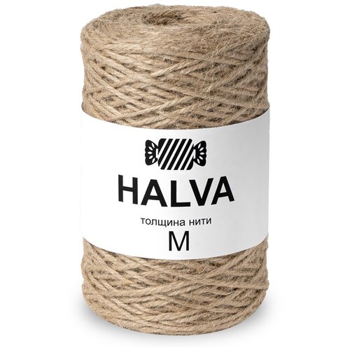 Джутовая пряжа Halva М, натуральный цвет, 150 м, толщина 2 мм