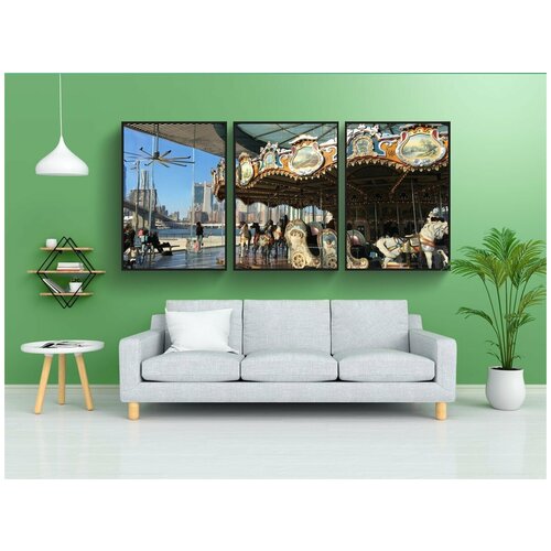 фото Набор модулных постеров для интерьера "карусель, парк культуры и отдыха, парк" 60x90 см. в тубусе, без рамки lotsprints