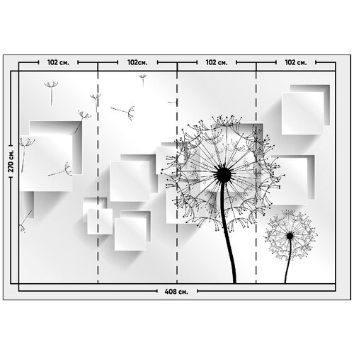 Фотообои / флизелиновые обои Одуванчики 3D 4,08 x 2,7 м фотообои флизелиновые обои 3d одуванчики 4 x 2 7 м