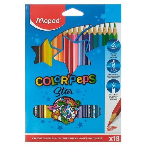 Maped Карандаши трёхгранные 18 цветов, Maped Color Peps