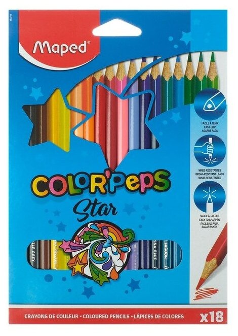 Maped Карандаши трёхгранные 18 цветов, Maped Color Peps