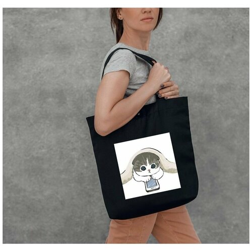 фото Сумка шоппер котики и акула нет бренда