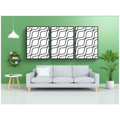 фото Набор модулных постеров для интерьера "волна, волнистый, линия" 60x90 см. в тубусе, без рамки lotsprints