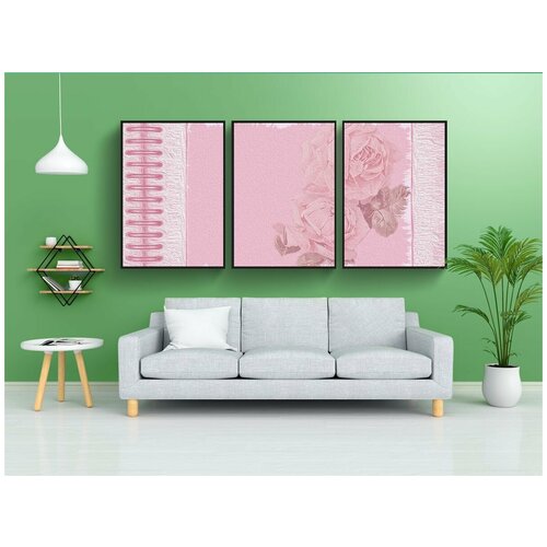 фото Набор модулных постеров для интерьера "задний план, винтаж, орнамент" 60x90 см. в тубусе, без рамки lotsprints