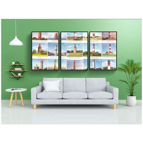 фото Набор модулных постеров для интерьера "марки, маяк, собирать" 60x90 см. в тубусе, без рамки lotsprints
