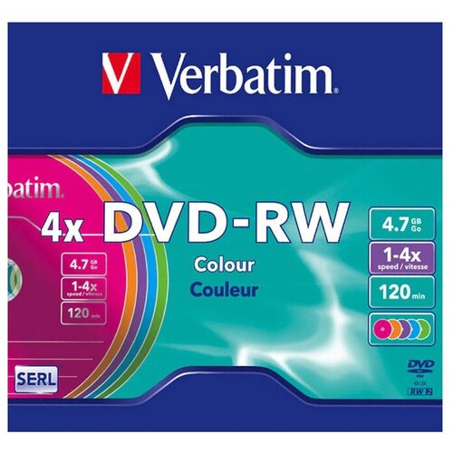 фото Диск verbatim dvd- rw 4.7 гб 4x slim color