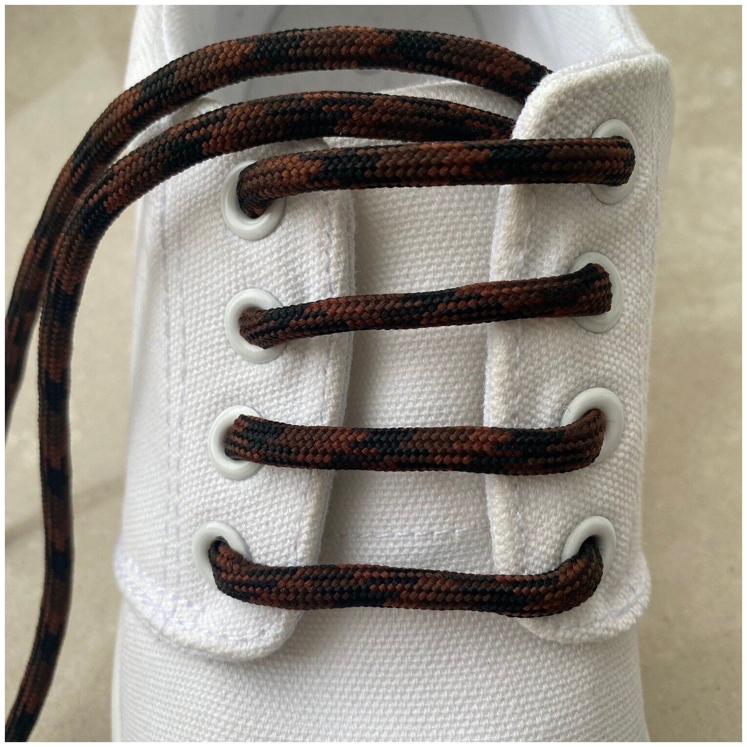 Шнурки для обуви / треккинговых ботинок люкс 180см черный/коричневый/темно-коричневый круглые 5мм (1 пара) 179/5 - фотография № 3