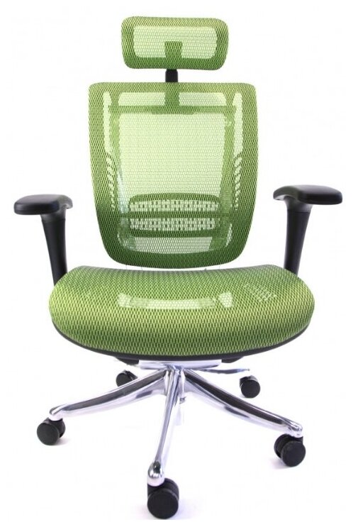 Компьютерное кресло Hookay Spring, алюминиевая база, усиленная сетка, 4D подлокотники, зеленый