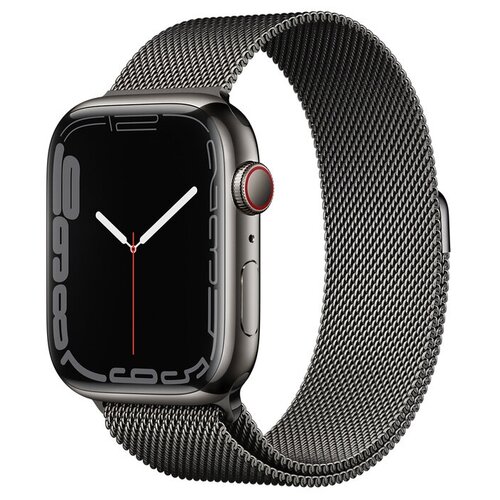 Часы Apple Watch Series 7 GPS + Cellular 45мм Stainless Steel Case with Milanese Loop Graphite, графит