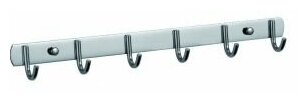 Планка с крючками для полотенец в ванную комнату 6 крючков Savol S-00606D хром