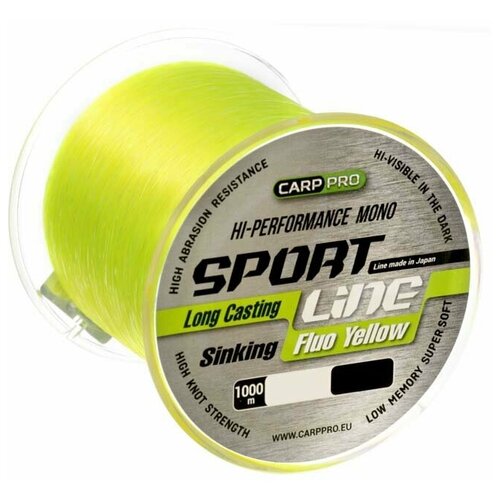 фото Леска carp pro sport line fluo yellow 1000м 0.185мм