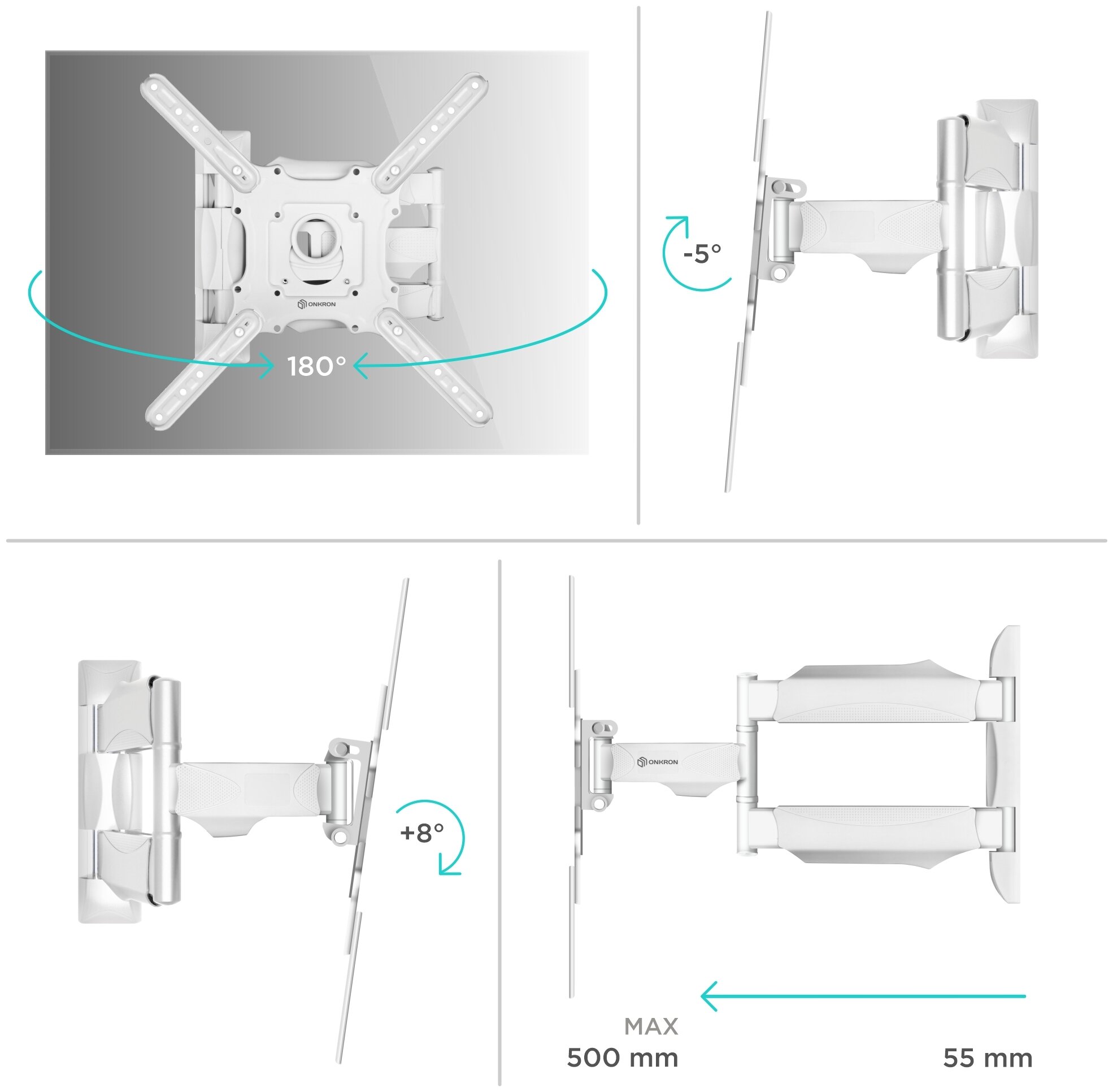 Кронштейн для телевизора Onkron M4 белый - фотография № 3