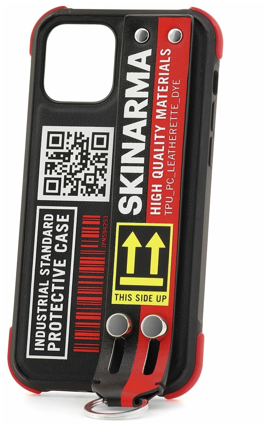 Чехол для iPhone 12/12 Pro Skinarma Hasso Red,противоударная пластиковая накладка с ремешком,силиконовый бампер с рисуном,кейс с подставкой