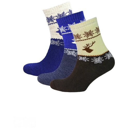 фото Носки status, 140 den, 3 пары, размер 23-25, коричневый, мультиколор, синий, серый