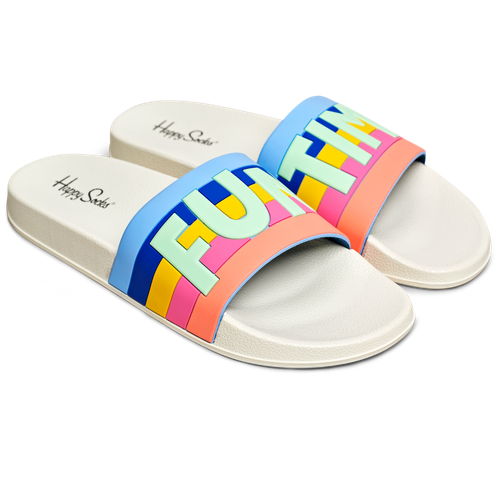 Мужские сланцы Happy socks shoes Pool Slider Fun Time FUN114 разноцветный 42,5 EU
