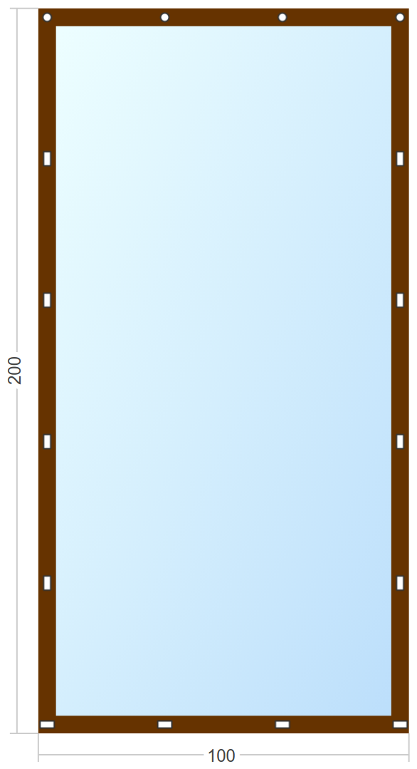 Мягкое окно Софтокна 100х200 см съемное, Скоба-ремешок, Прозрачная пленка 0,7мм, Коричневая окантовка, Комплект для установки - фотография № 3