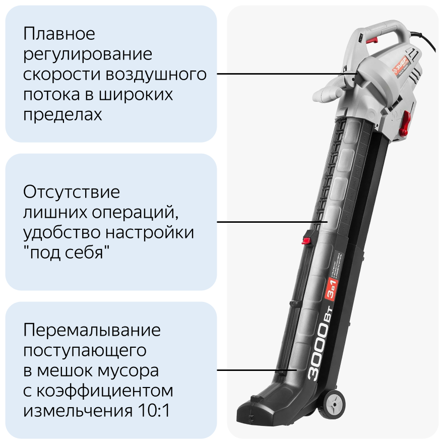 Электрический садовый пылесос ЗУБР ЗПСЭ-3000 3000 Вт