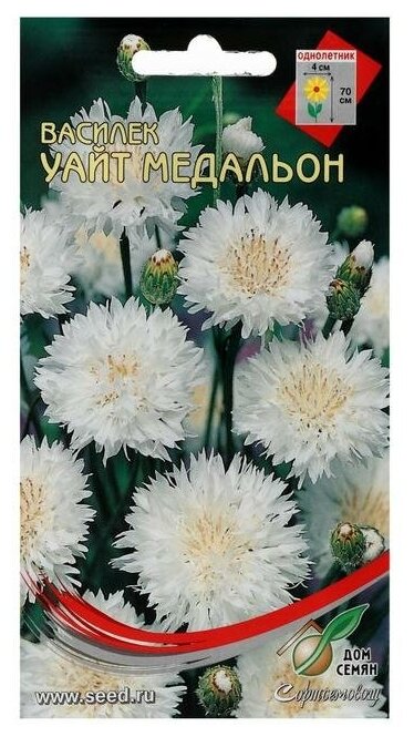 Семена цветов Василёк "Уайт Медальон" 55 шт