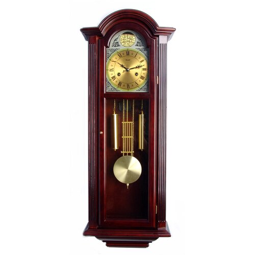 фото Часы деревянные настенные механические с боем w208-10 цвет орех римские цифры, часы с маятником. world