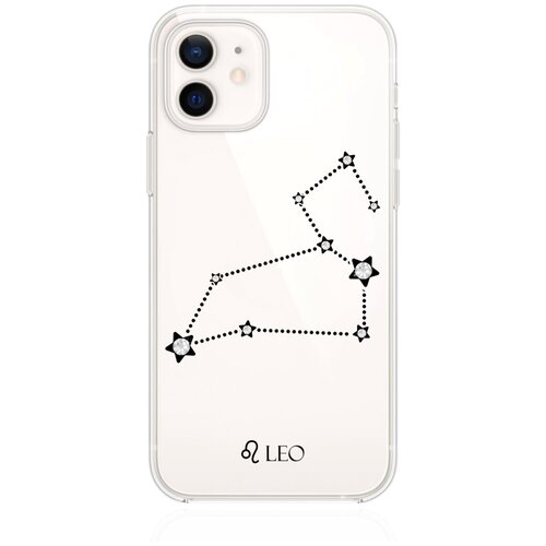 Прозрачный силиконовый чехол с кристаллами Lux для iPhone 12/12 Pro Знак зодиака Лев Leo для Айфон 12/12 Про