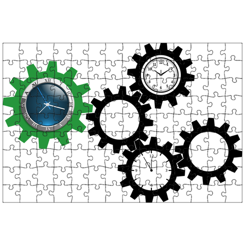 фото Магнитный пазл 27x18см."тайм- менеджмент, часы, винтик" на холодильник lotsprints