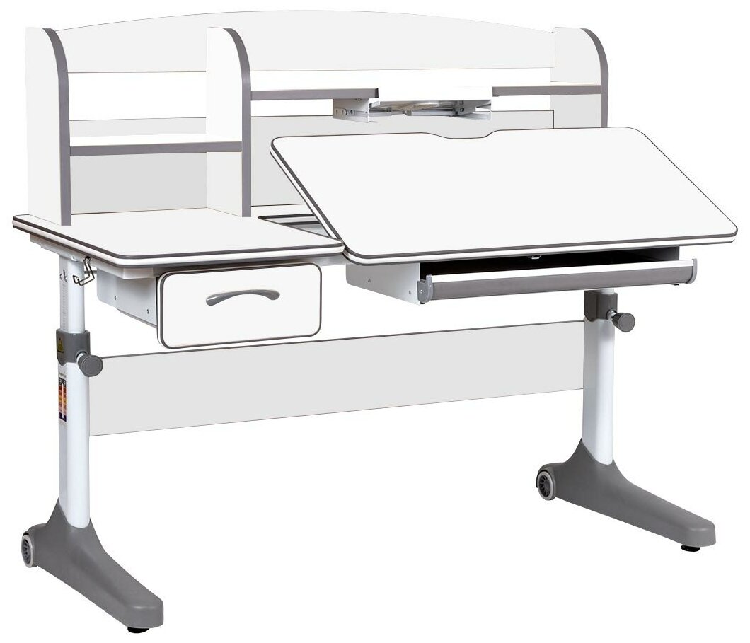 Комплект Anatomica Smart-50 парта + кресло + надстройка + подставка для книг белый/серый с серым креслом Armata - фотография № 6